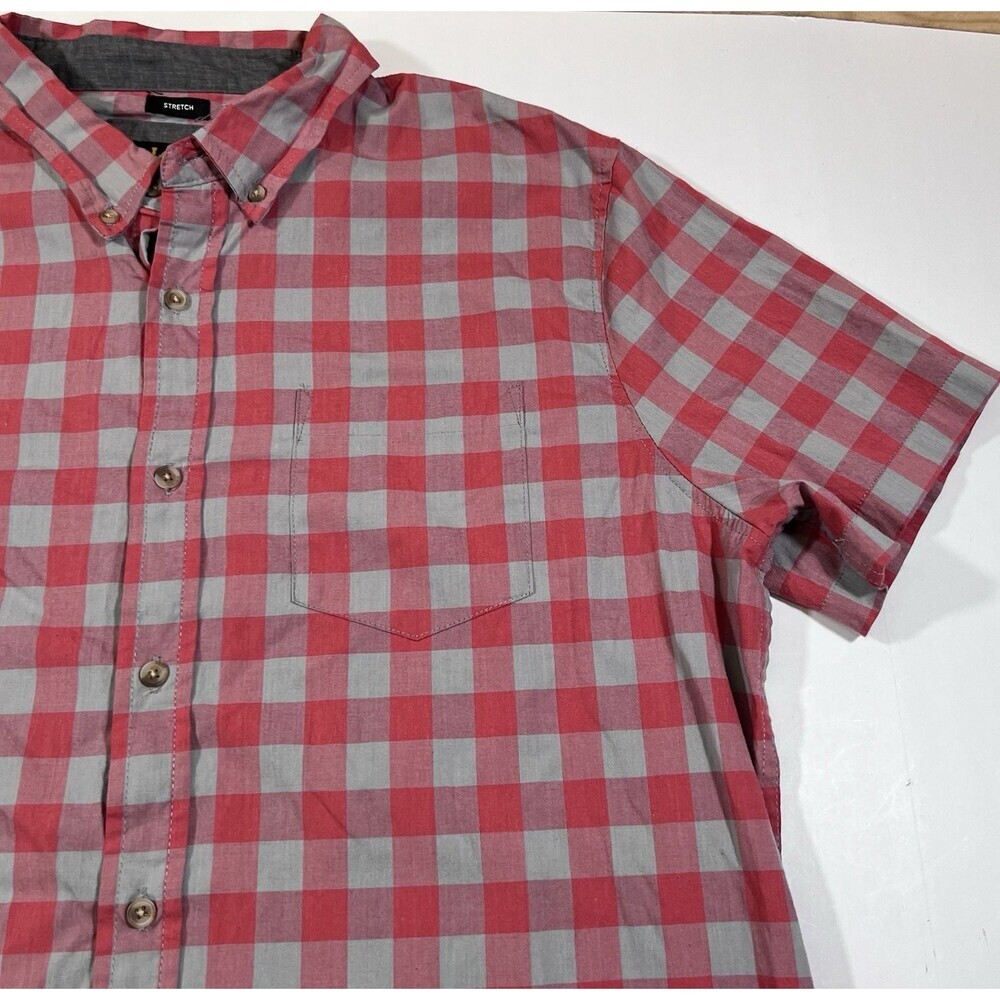 Lee Regular Fit Stretch Red Buffalo Check Plaid Short Sleeve Button Shirt Men XL - Picture 4 of 8